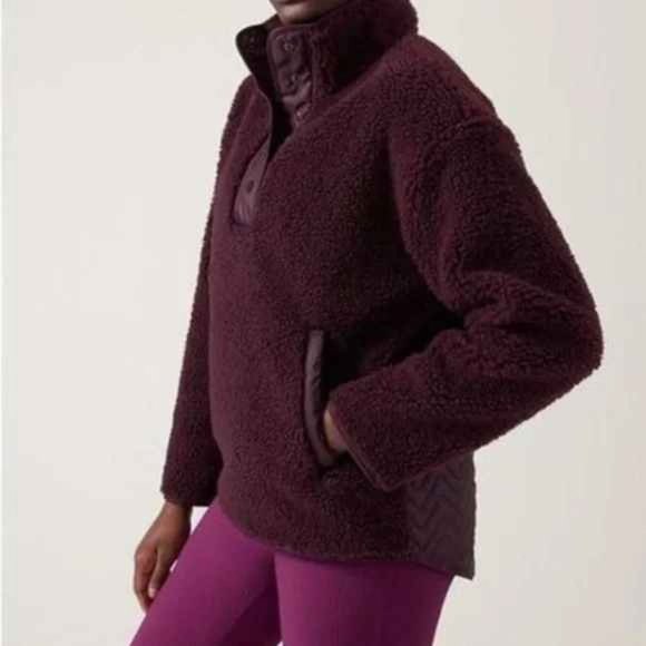 Athleta Jackets & Blazers - 🎉 HP 🎉 NWT Athleta NWT Cozy Snap Sherpa in maroon (M)